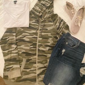TORRID Olive Camo Zip Up Hoodie